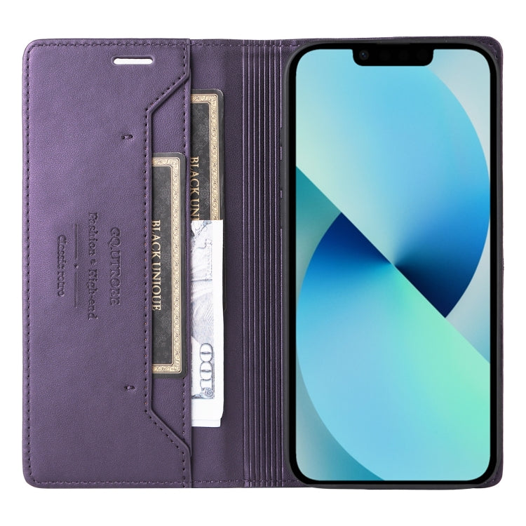 For iPhone 15 GQUTROBE G01 RFID Anti-theft Leather Phone Case(Purple) - iPhone 15 Cases by GQUTROBE | Online Shopping UK | buy2fix