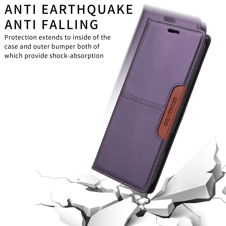 For iPhone XS / X GQUTROBE G01 RFID Anti-theft Leather Phone Case(Purple) - More iPhone Cases by GQUTROBE | Online Shopping UK | buy2fix
