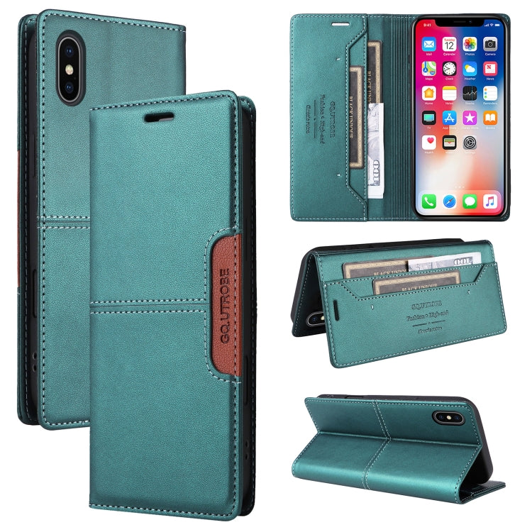 For iPhone XS / X GQUTROBE G01 RFID Anti-theft Leather Phone Case(Green) - More iPhone Cases by GQUTROBE | Online Shopping UK | buy2fix