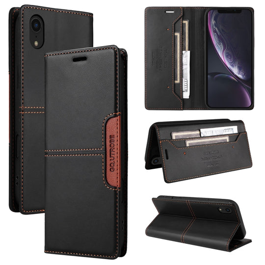For iPhone XR GQUTROBE G01 RFID Anti-theft Leather Phone Case(Black)
