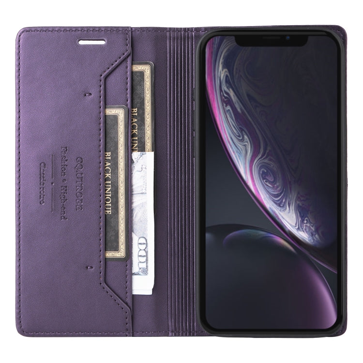 For iPhone XR GQUTROBE G01 RFID Anti-theft Leather Phone Case(Purple) - More iPhone Cases by GQUTROBE | Online Shopping UK | buy2fix
