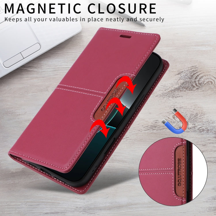 For iPhone XS Max GQUTROBE G01 RFID Anti-theft Leather Phone Case(Red) - More iPhone Cases by GQUTROBE | Online Shopping UK | buy2fix