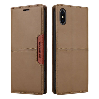 For iPhone XS Max GQUTROBE G01 RFID Anti-theft Leather Phone Case(Brown) - More iPhone Cases by GQUTROBE | Online Shopping UK | buy2fix