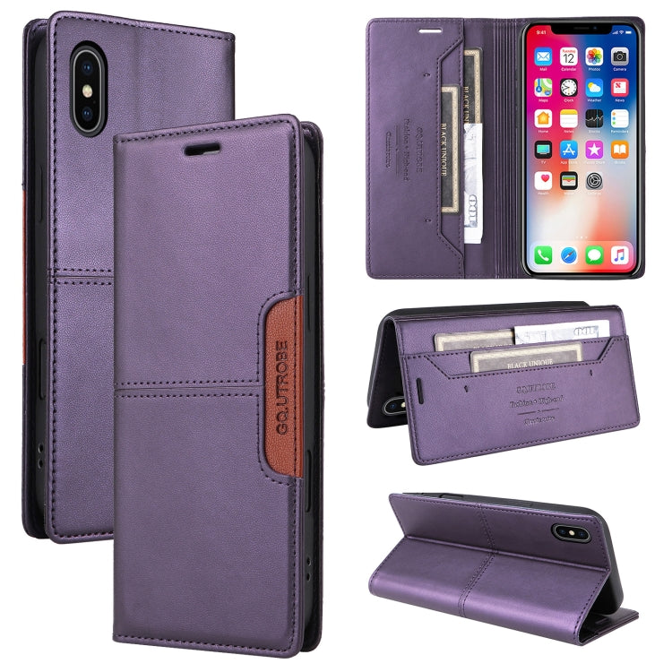 For iPhone XS Max GQUTROBE G01 RFID Anti-theft Leather Phone Case(Purple) - More iPhone Cases by GQUTROBE | Online Shopping UK | buy2fix