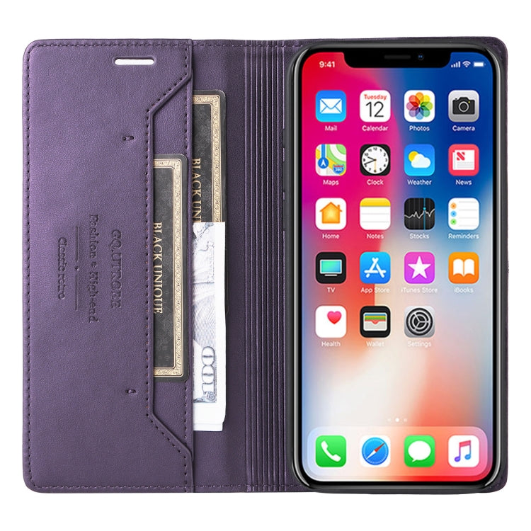 For iPhone XS Max GQUTROBE G01 RFID Anti-theft Leather Phone Case(Purple) - More iPhone Cases by GQUTROBE | Online Shopping UK | buy2fix