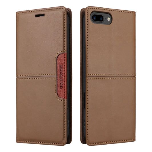 For iPhone 8 Plus / 7 Plus GQUTROBE G01 RFID Anti-theft Leather Phone Case(Brown) - More iPhone Cases by GQUTROBE | Online Shopping UK | buy2fix