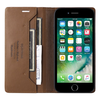 For iPhone 8 Plus / 7 Plus GQUTROBE G01 RFID Anti-theft Leather Phone Case(Brown) - More iPhone Cases by GQUTROBE | Online Shopping UK | buy2fix