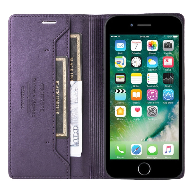 For iPhone 8 Plus / 7 Plus GQUTROBE G01 RFID Anti-theft Leather Phone Case(Purple) - More iPhone Cases by GQUTROBE | Online Shopping UK | buy2fix