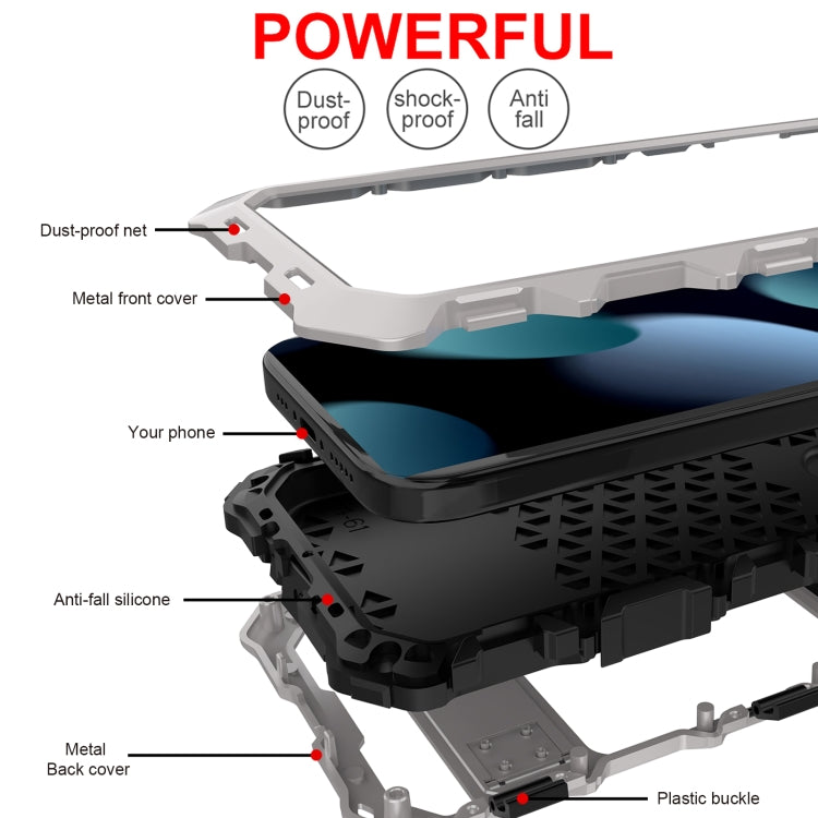 For iPhone 15 Plus R-JUST Life Waterproof Dustproof Shockproof Phone Case(Silver) - iPhone 15 Plus Cases by R-JUST | Online Shopping UK | buy2fix