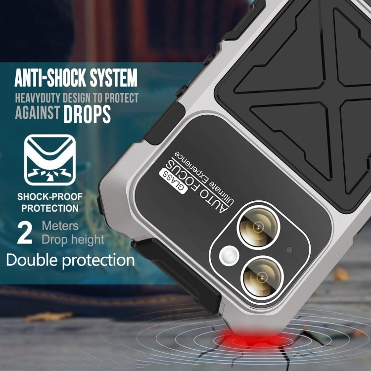 For iPhone 15 R-JUST Life Waterproof Dustproof Shockproof Phone Case(Silver) - iPhone 15 Cases by R-JUST | Online Shopping UK | buy2fix