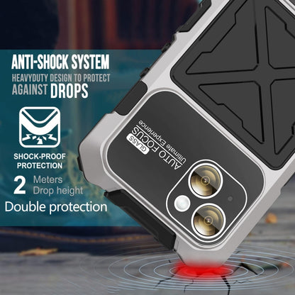 For iPhone 15 R-JUST Life Waterproof Dustproof Shockproof Phone Case(Silver) - iPhone 15 Cases by R-JUST | Online Shopping UK | buy2fix