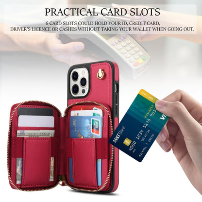 For iPhone 15 Pro AwQuer Crossbody Zipper Wallet Rhombic Leather Back Phone Case(Red) - iPhone 15 Pro Cases by Awquer | Online Shopping UK | buy2fix