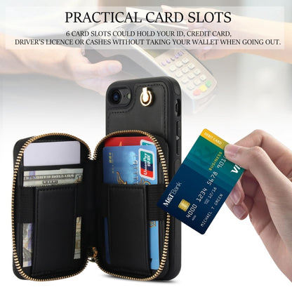 For iPhone 7 / 8 / SE 2022 AwQuer Crossbody Zipper Wallet Rhombic Leather Back Phone Case(Black) - iPhone SE 2022 / 2020 / 8 / 7 Cases by Awquer | Online Shopping UK | buy2fix