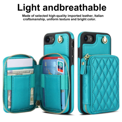 For iPhone 7 / 8 / SE 2022 AwQuer Crossbody Zipper Wallet Rhombic Leather Back Phone Case(Green) - iPhone SE 2022 / 2020 / 8 / 7 Cases by Awquer | Online Shopping UK | buy2fix