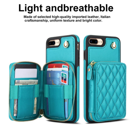 For iPhone 7 Plus / 8 Plus AwQuer Crossbody Zipper Wallet Rhombic Leather Back Phone Case(Green) - More iPhone Cases by Awquer | Online Shopping UK | buy2fix