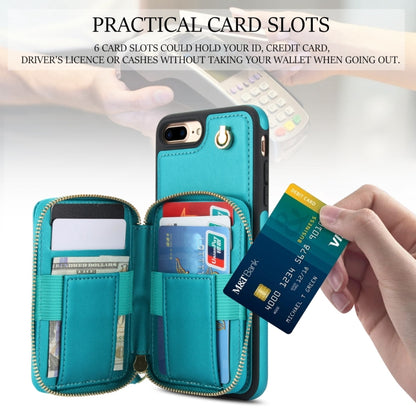 For iPhone 7 Plus / 8 Plus AwQuer Crossbody Zipper Wallet Rhombic Leather Back Phone Case(Green) - More iPhone Cases by Awquer | Online Shopping UK | buy2fix