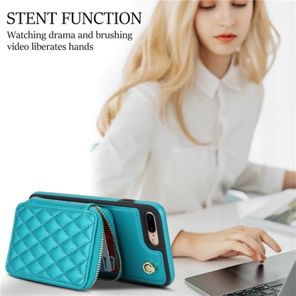 For iPhone 7 Plus / 8 Plus AwQuer Crossbody Zipper Wallet Rhombic Leather Back Phone Case(Green) - More iPhone Cases by Awquer | Online Shopping UK | buy2fix