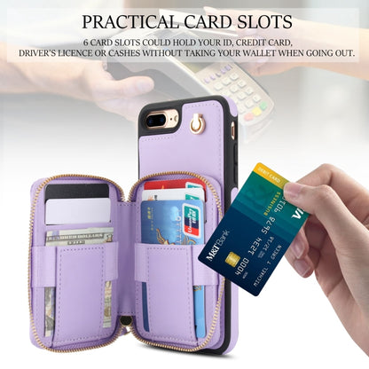 For iPhone 7 Plus / 8 Plus AwQuer Crossbody Zipper Wallet Rhombic Leather Back Phone Case(Purple) - More iPhone Cases by Awquer | Online Shopping UK | buy2fix