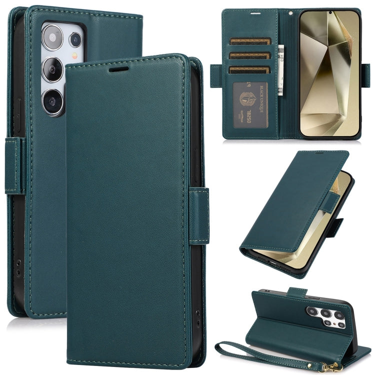 For Samsung Galaxy S25 Ultra 5G Side Buckle RFID Anti-theft Leather Phone Case(Green) - Galaxy S25 Ultra 5G Cases by buy2fix | Online Shopping UK | buy2fix