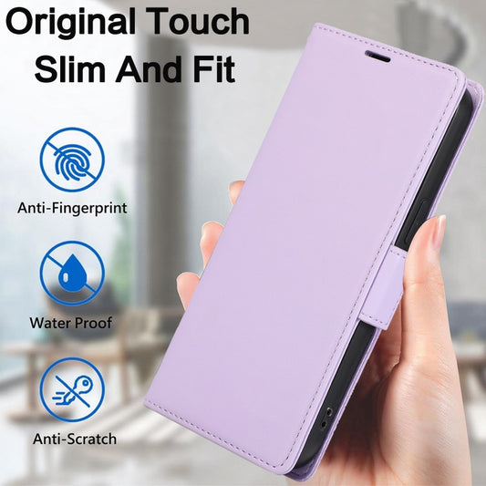 For Samsung Galaxy S25 Ultra 5G Side Buckle RFID Anti-theft Leather Phone Case(Light Purple) by buy2fix