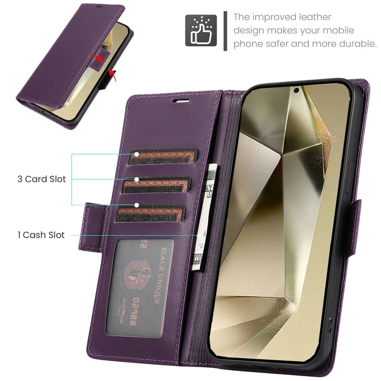 For Samsung Galaxy S25 Ultra 5G Side Buckle RFID Anti-theft Leather Phone Case(Dark Purple) - Galaxy S25 Ultra 5G Cases by buy2fix | Online Shopping UK | buy2fix