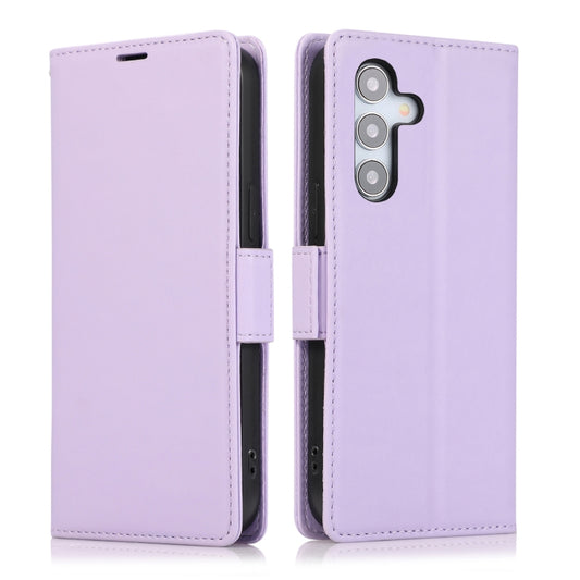 For Samsung Galaxy S25 / S24 5G Side Buckle RFID Anti-theft Leather Phone Case(Light Purple) by buy2fix