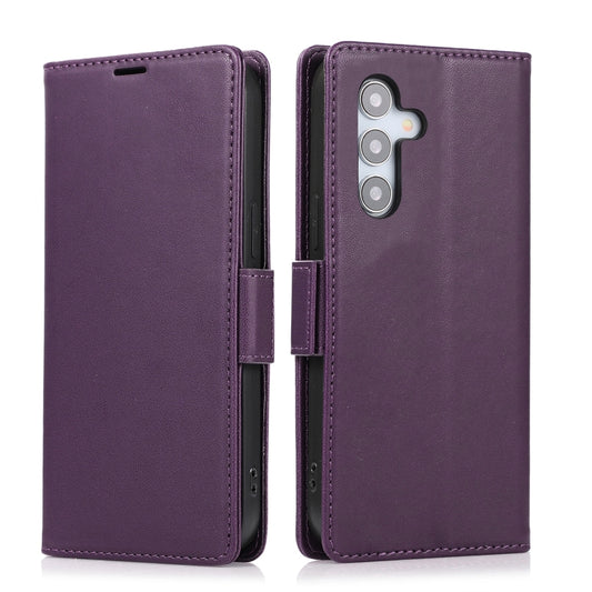 For Samsung Galaxy S25+ / S24+ 5G Side Buckle RFID Anti-theft Leather Phone Case(Dark Purple) by buy2fix