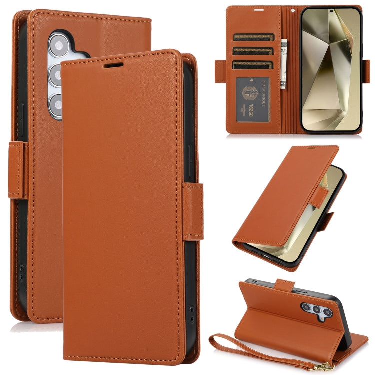 For Samsung Galaxy S25+ / S24+ 5G Side Buckle RFID Anti-theft Leather Phone Case(Brown) by buy2fix
