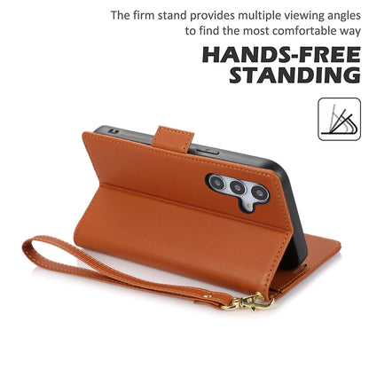 For Samsung Galaxy S25+ / S24+ 5G Side Buckle RFID Anti-theft Leather Phone Case(Brown) by buy2fix