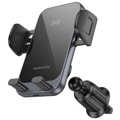 Borofone H220 Leader Car Air Outlet Automatic Induction Wireless Fast Charging Phone Holder(Black Grey) - Wireless Charger Holders by Borofone | Online Shopping UK | buy2fix