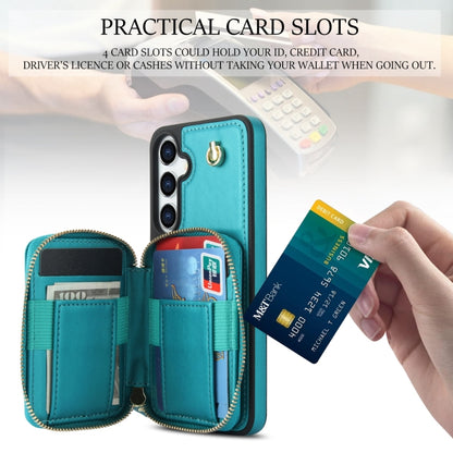 For Samsung Galaxy S24 5G AwQuer Crossbody Zipper Wallet Rhombic Leather Back Phone Case(Green) -  by Awquer | Online Shopping UK | buy2fix