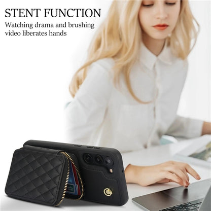 For Samsung Galaxy S23 5G AwQuer Crossbody Zipper Wallet Rhombic Leather Back Phone Case(Black) - Galaxy S23 5G Cases by Awquer | Online Shopping UK | buy2fix