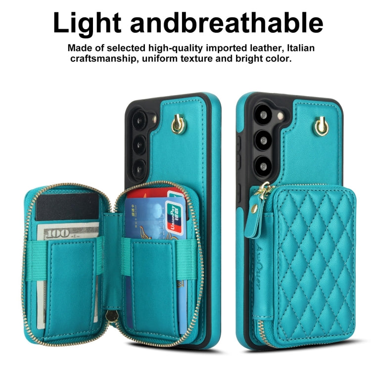For Samsung Galaxy S23 5G AwQuer Crossbody Zipper Wallet Rhombic Leather Back Phone Case(Green) - Galaxy S23 5G Cases by Awquer | Online Shopping UK | buy2fix