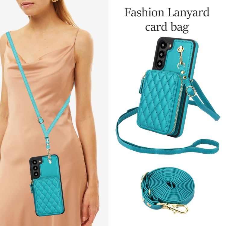 For Samsung Galaxy S23 5G AwQuer Crossbody Zipper Wallet Rhombic Leather Back Phone Case(Green) - Galaxy S23 5G Cases by Awquer | Online Shopping UK | buy2fix