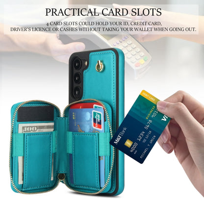 For Samsung Galaxy S23 5G AwQuer Crossbody Zipper Wallet Rhombic Leather Back Phone Case(Green) - Galaxy S23 5G Cases by Awquer | Online Shopping UK | buy2fix