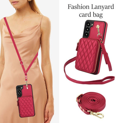 For Samsung Galaxy S23+ 5G AwQuer Crossbody Zipper Wallet Rhombic Leather Back Phone Case(Red) - Galaxy S23+ 5G Cases by Awquer | Online Shopping UK | buy2fix