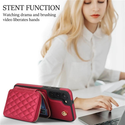 For Samsung Galaxy S23+ 5G AwQuer Crossbody Zipper Wallet Rhombic Leather Back Phone Case(Red) - Galaxy S23+ 5G Cases by Awquer | Online Shopping UK | buy2fix