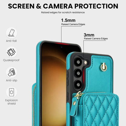 For Samsung Galaxy S23+ 5G AwQuer Crossbody Zipper Wallet Rhombic Leather Back Phone Case(Green) - Galaxy S23+ 5G Cases by Awquer | Online Shopping UK | buy2fix