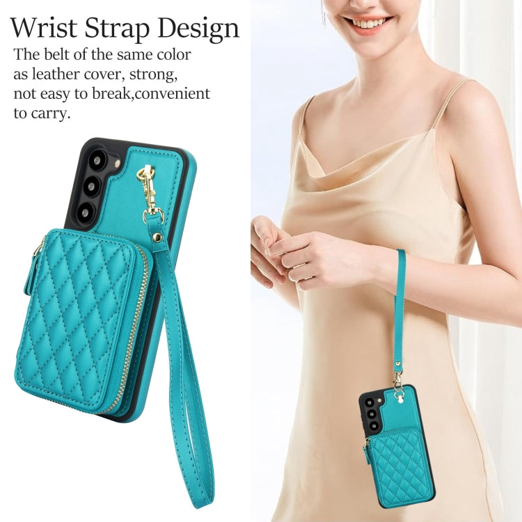 For Samsung Galaxy S23+ 5G AwQuer Crossbody Zipper Wallet Rhombic Leather Back Phone Case(Green) - Galaxy S23+ 5G Cases by Awquer | Online Shopping UK | buy2fix
