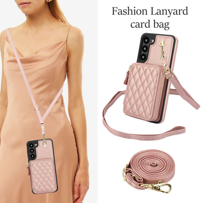 For Samsung Galaxy S23+ 5G AwQuer Crossbody Zipper Wallet Rhombic Leather Back Phone Case(Rose Gold) - Galaxy S23+ 5G Cases by Awquer | Online Shopping UK | buy2fix