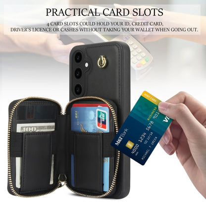 For Samsung Galaxy S23 FE 5G AwQuer Crossbody Zipper Wallet Rhombic Leather Back Phone Case(Black) - Galaxy S23 FE 5G Cases by Awquer | Online Shopping UK | buy2fix