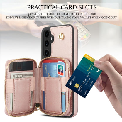 For Samsung Galaxy S23 FE 5G AwQuer Crossbody Zipper Wallet Rhombic Leather Back Phone Case(Rose Gold) - Galaxy S23 FE 5G Cases by Awquer | Online Shopping UK | buy2fix