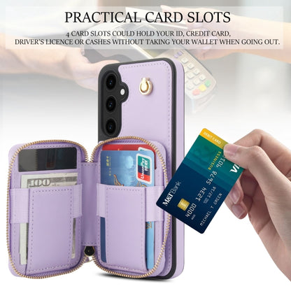For Samsung Galaxy S23 FE 5G AwQuer Crossbody Zipper Wallet Rhombic Leather Back Phone Case(Purple) - Galaxy S23 FE 5G Cases by Awquer | Online Shopping UK | buy2fix