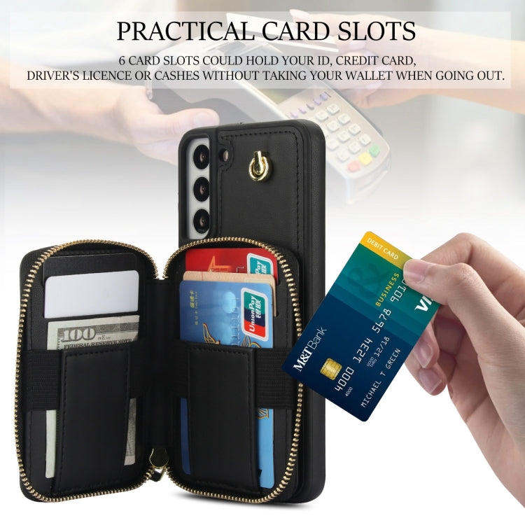 For Samsung Galaxy S22 5G AwQuer Crossbody Zipper Wallet Rhombic Leather Back Phone Case(Black) - Galaxy S22 5G Cases by Awquer | Online Shopping UK | buy2fix