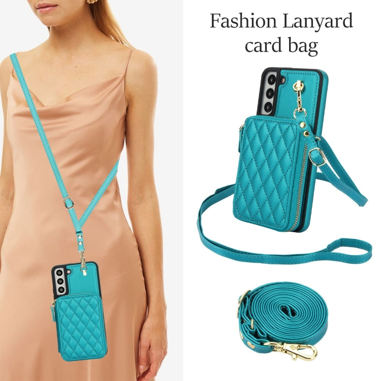 For Samsung Galaxy S22 5G AwQuer Crossbody Zipper Wallet Rhombic Leather Back Phone Case(Green) - Galaxy S22 5G Cases by Awquer | Online Shopping UK | buy2fix