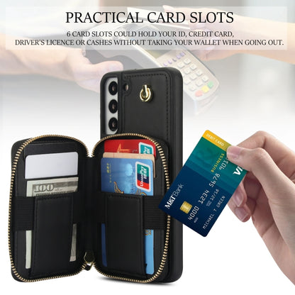 For Samsung Galaxy S22+ 5G AwQuer Crossbody Zipper Wallet Rhombic Leather Back Phone Case(Black) - Galaxy S22+ 5G Cases by Awquer | Online Shopping UK | buy2fix
