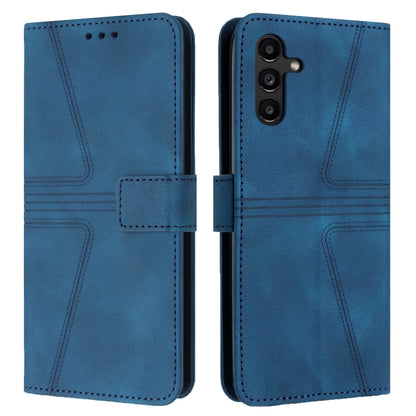 For Samsung Galaxy S25+5G Triangle Solid Color Leather Phone Case(Blue) - Galaxy S25+ 5G Cases by buy2fix | Online Shopping UK | buy2fix