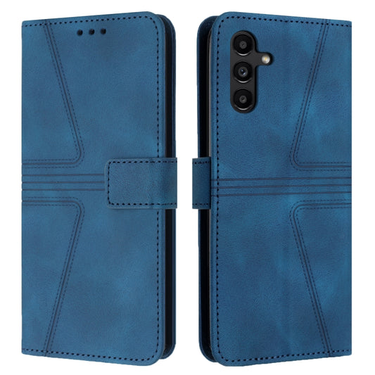 For Samsung Galaxy S25+5G Triangle Solid Color Leather Phone Case(Blue) by buy2fix