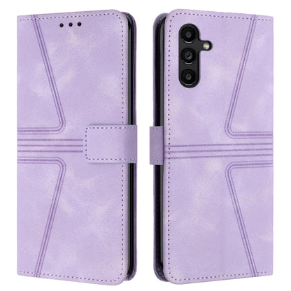 For Samsung Galaxy S25+5G Triangle Solid Color Leather Phone Case(Purple) - Galaxy S25+ 5G Cases by buy2fix | Online Shopping UK | buy2fix