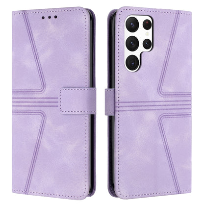 For Samsung Galaxy S25 Ultra 5G Triangle Solid Color Leather Phone Case(Purple) - Galaxy S25 Ultra 5G Cases by buy2fix | Online Shopping UK | buy2fix